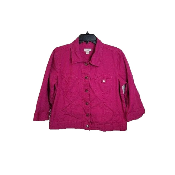 Christopher & Banks Pink Button Front Career Casual Blazer Jacket Womens Size XL - Picture 1 of 11